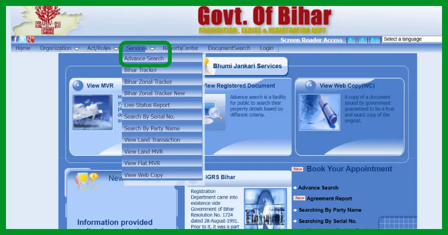 Bhumi Jankari Services website home page